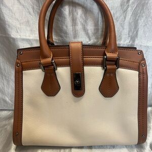 Calvin Klein Elegant Cream and Brown Handbag